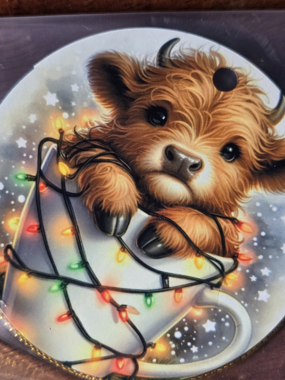 Set Of 4 Highland Calf Decorative Christmas Ornaments Metal - Picture 3 of 6